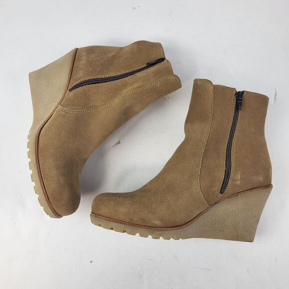 La Canadienne Krista Waterproof Wedge Bootie Tan Brown Size 9M - Picture 12 of 14